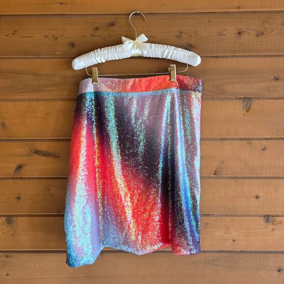 Kai Collective Cherry Glaze Ombre Sequin Skirt 3XL Mini Skirt Shimmer Metallic - Picture 5 of 6